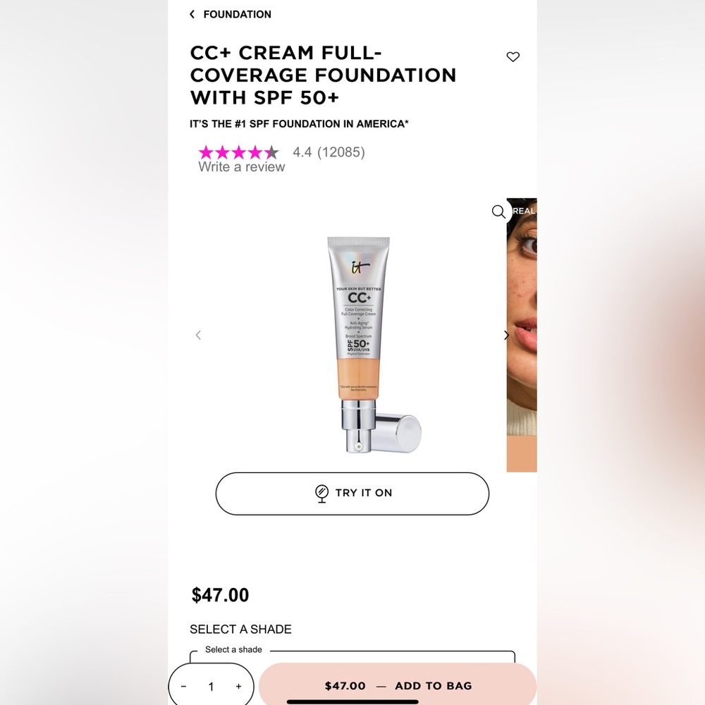 CC+ CREAM FULL-COVERAGE FOUNDATION WITH SPF 50+